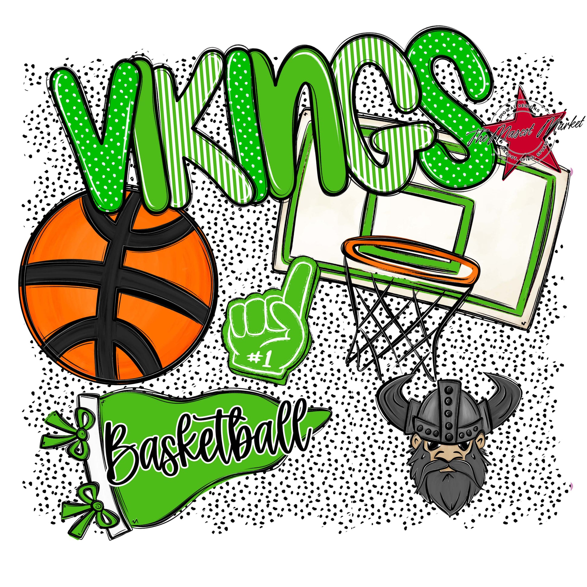 Vikings Basketball Spirit-Bright Green