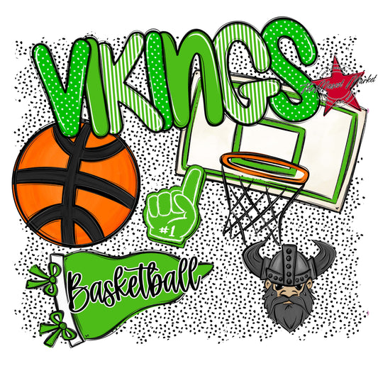 Vikings Basketball Spirit-Bright Green