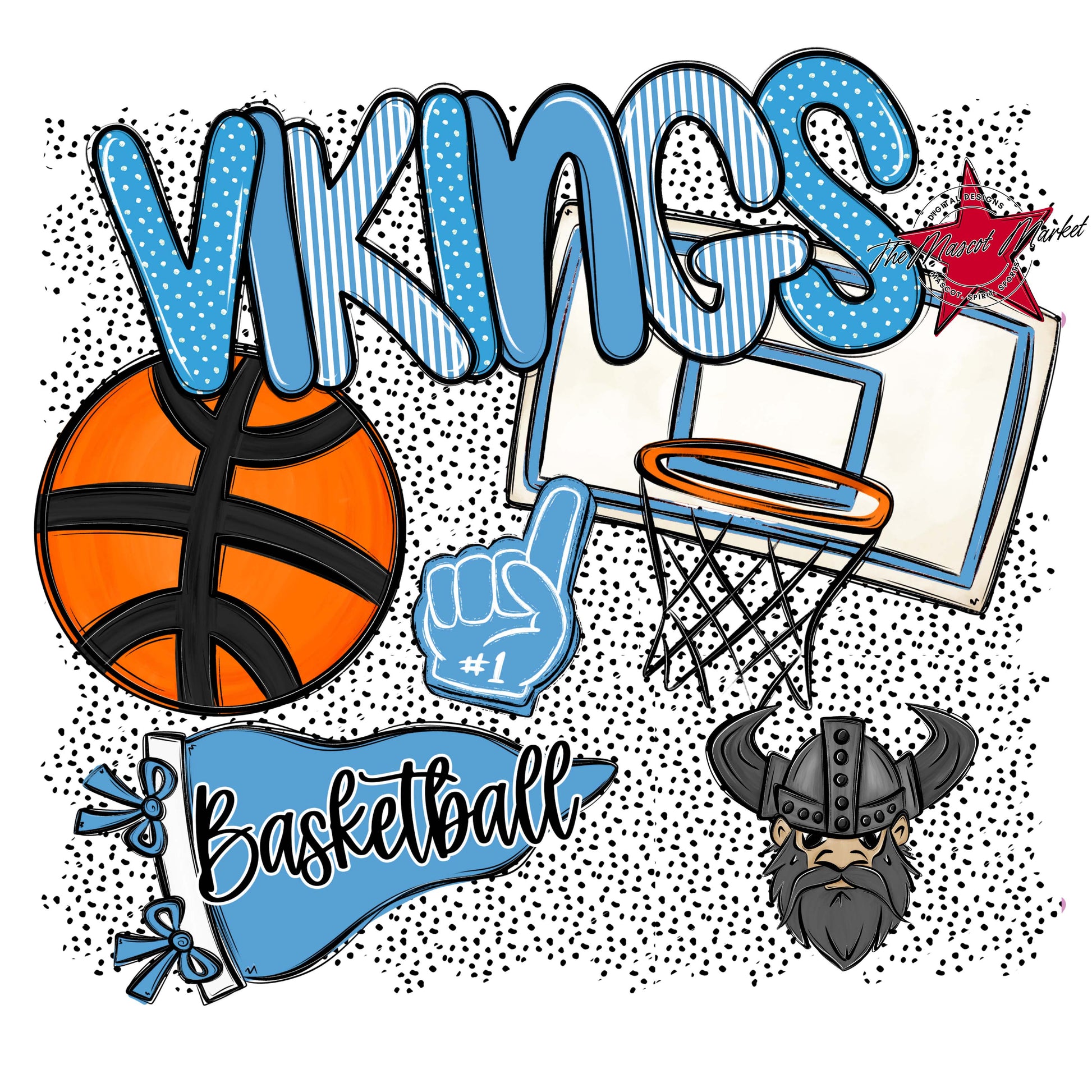 Vikings Basketball Spirit-Carolina Blue