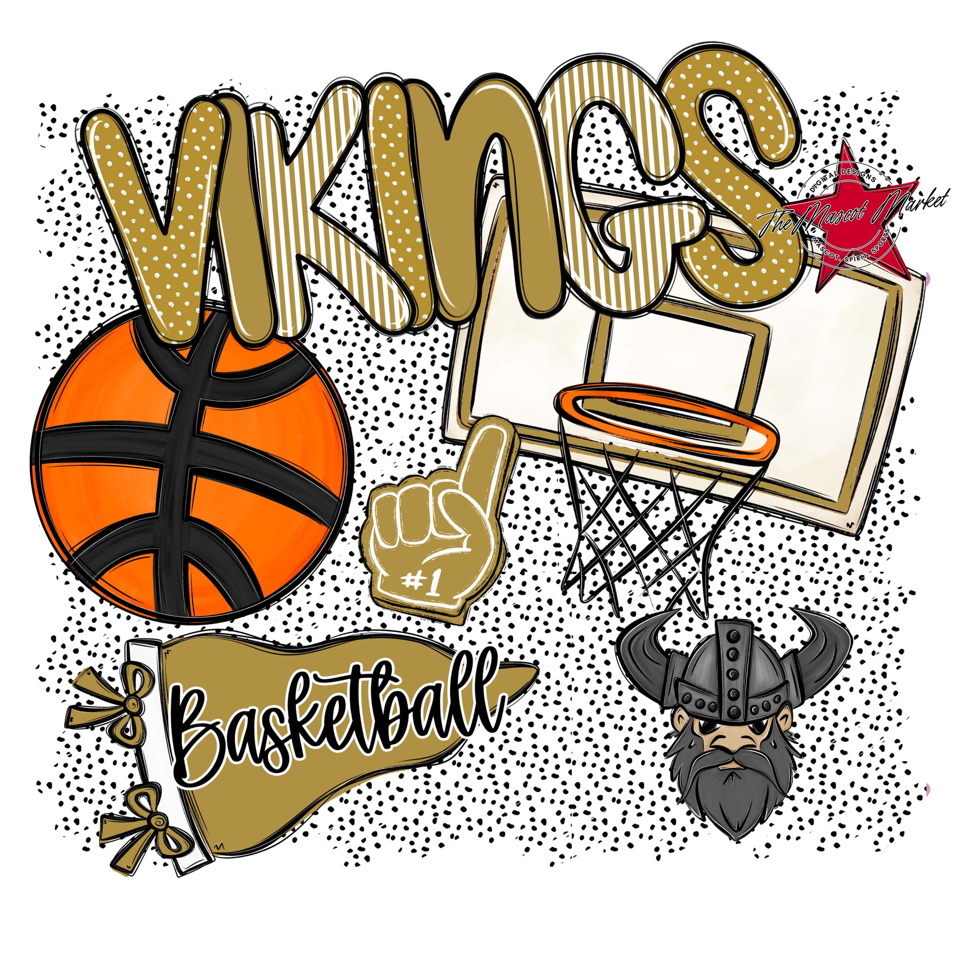 Vikings Basketball Spirit-Gold