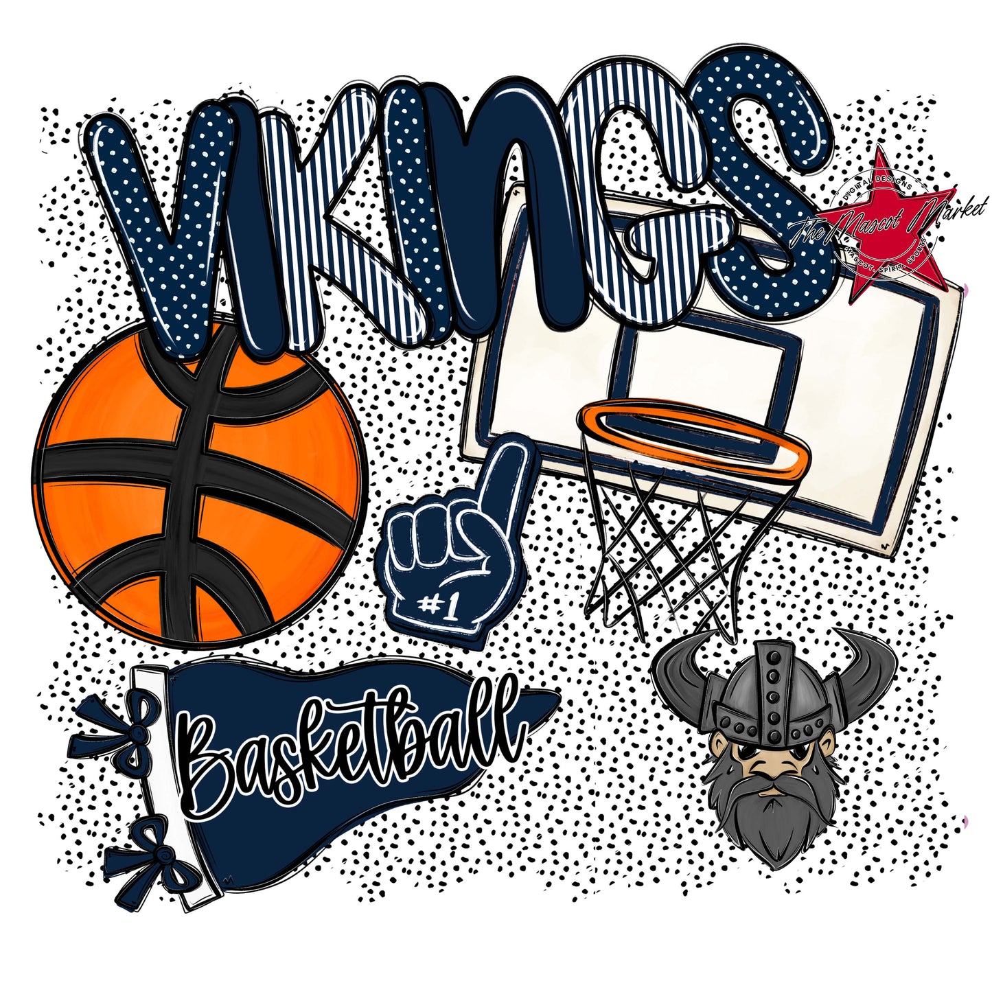 Vikings Basketball Spirit-Navy