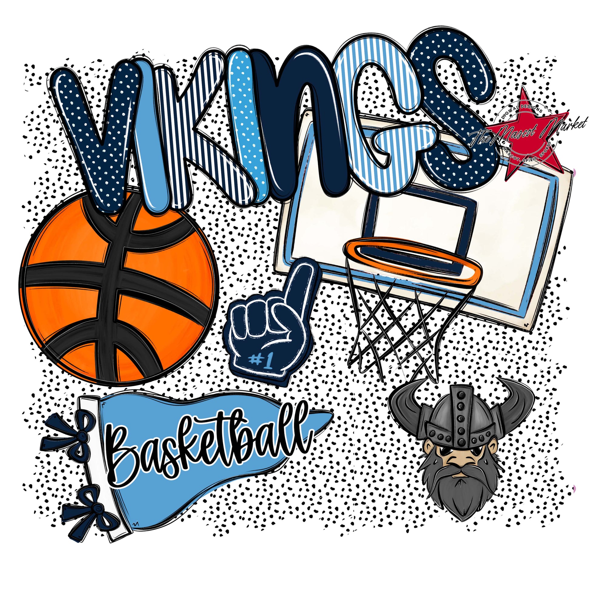 Vikings Basketball Spirit-Navy & Carolina Blue