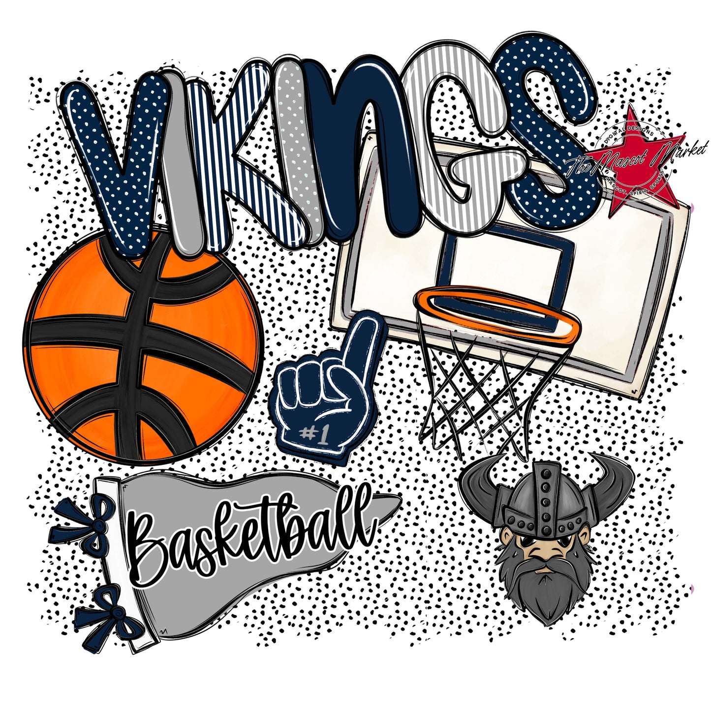 Vikings Basketball Spirit-Navy & Grey
