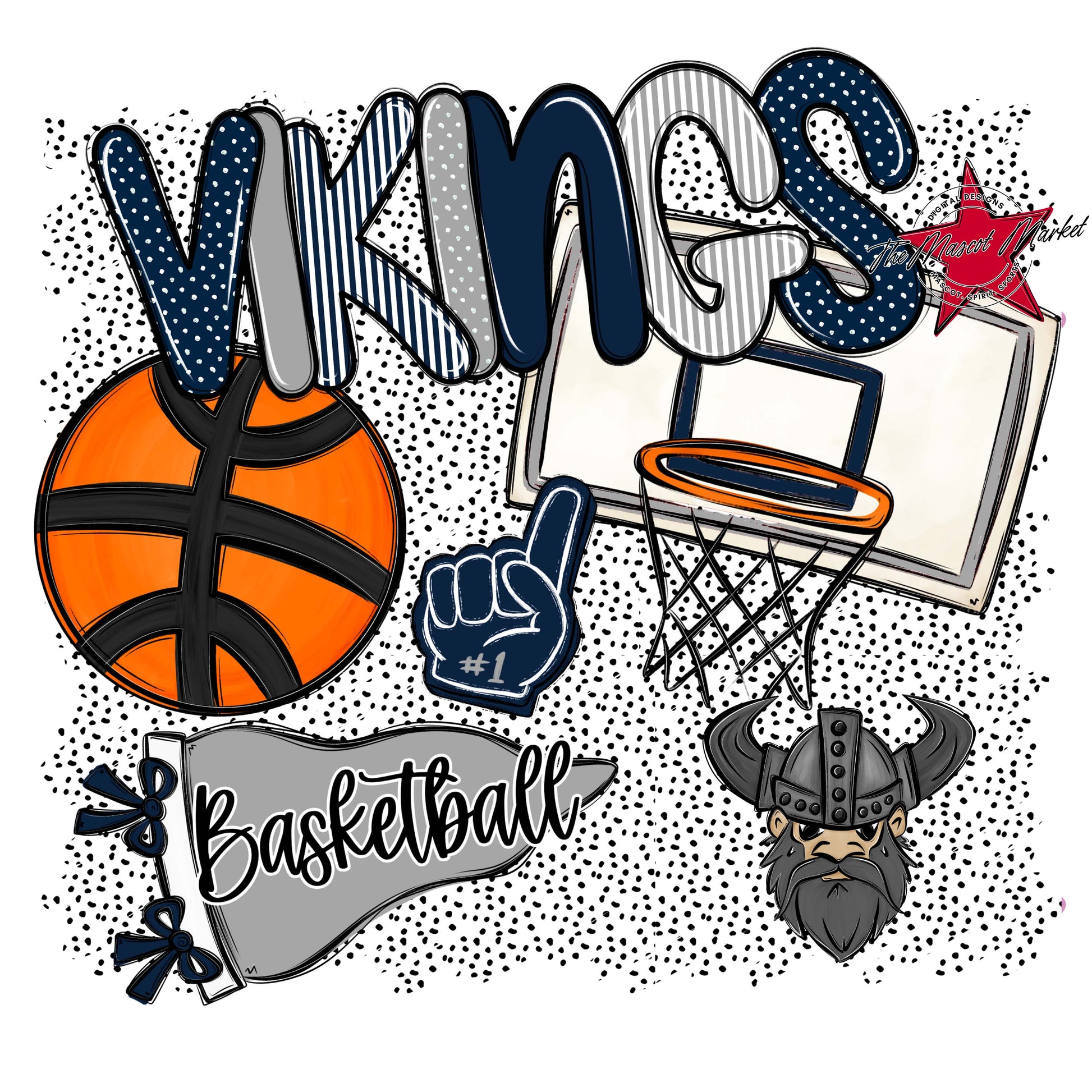 Vikings Basketball Spirit-Navy & Grey