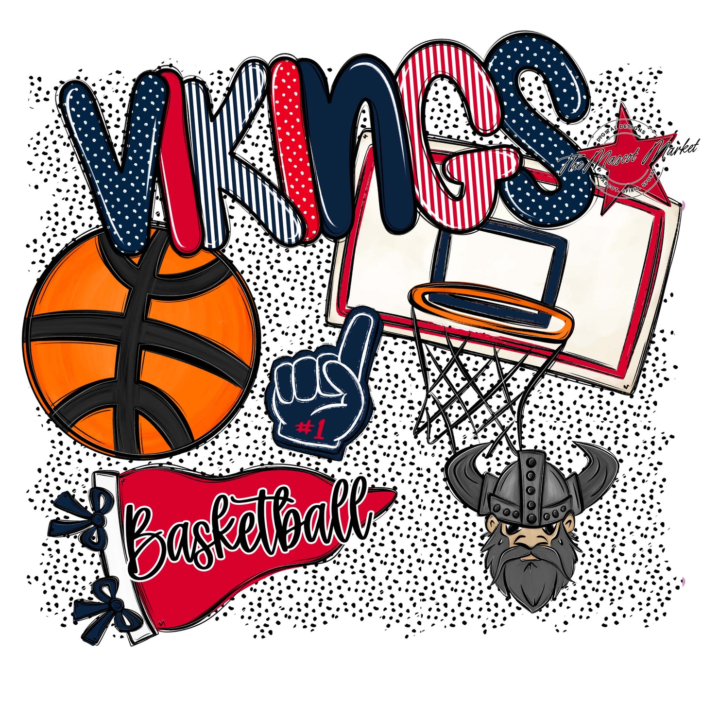 Vikings Basketball Spirit-Navy & Red