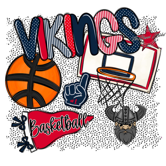 Vikings Basketball Spirit-Navy & Red