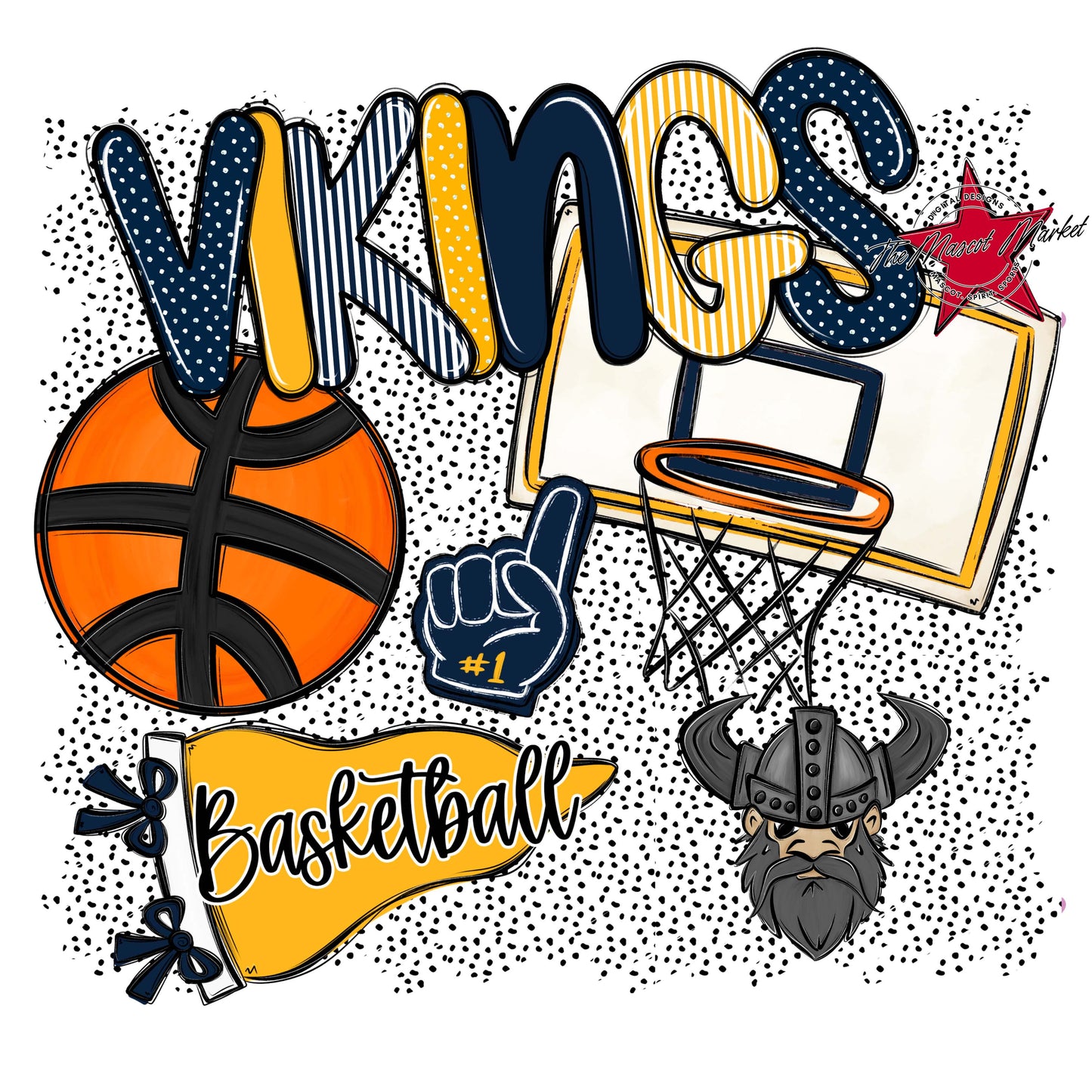 Vikings Basketball Spirit-Navy & Yellow