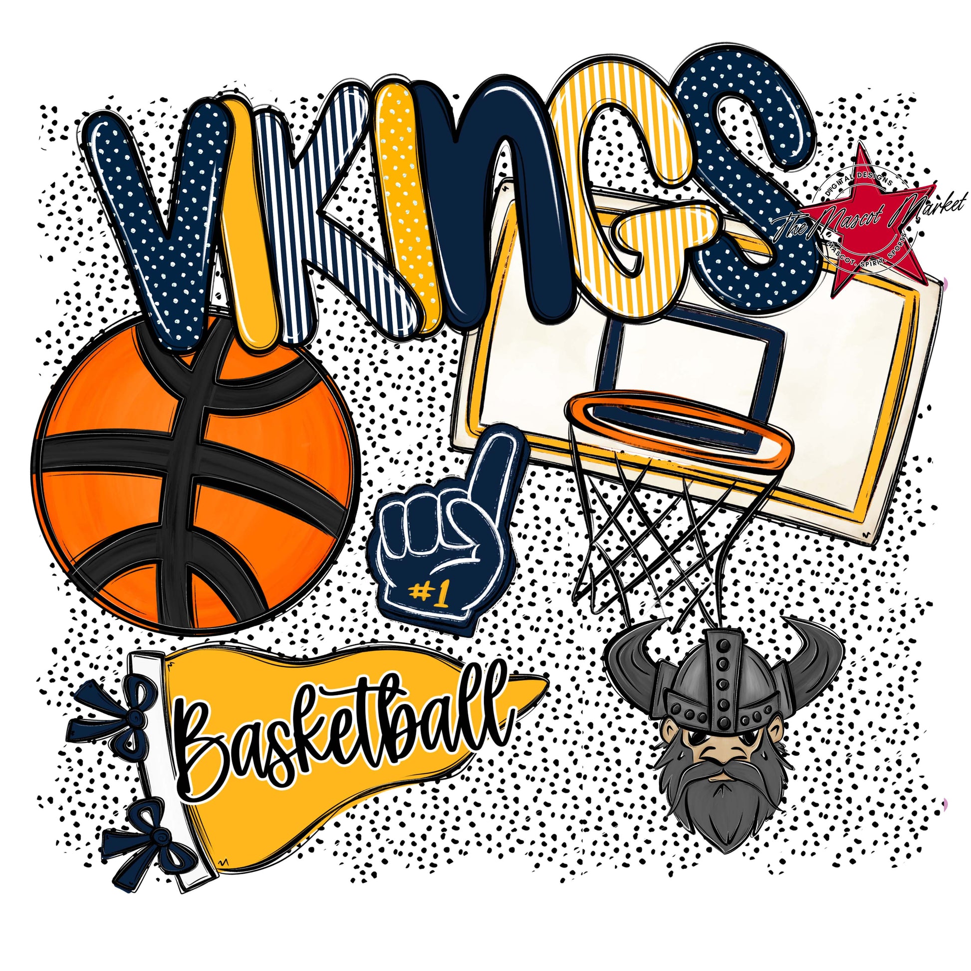 Vikings Basketball Spirit-Navy & Yellow