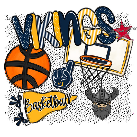 Vikings Basketball Spirit-Navy & Yellow