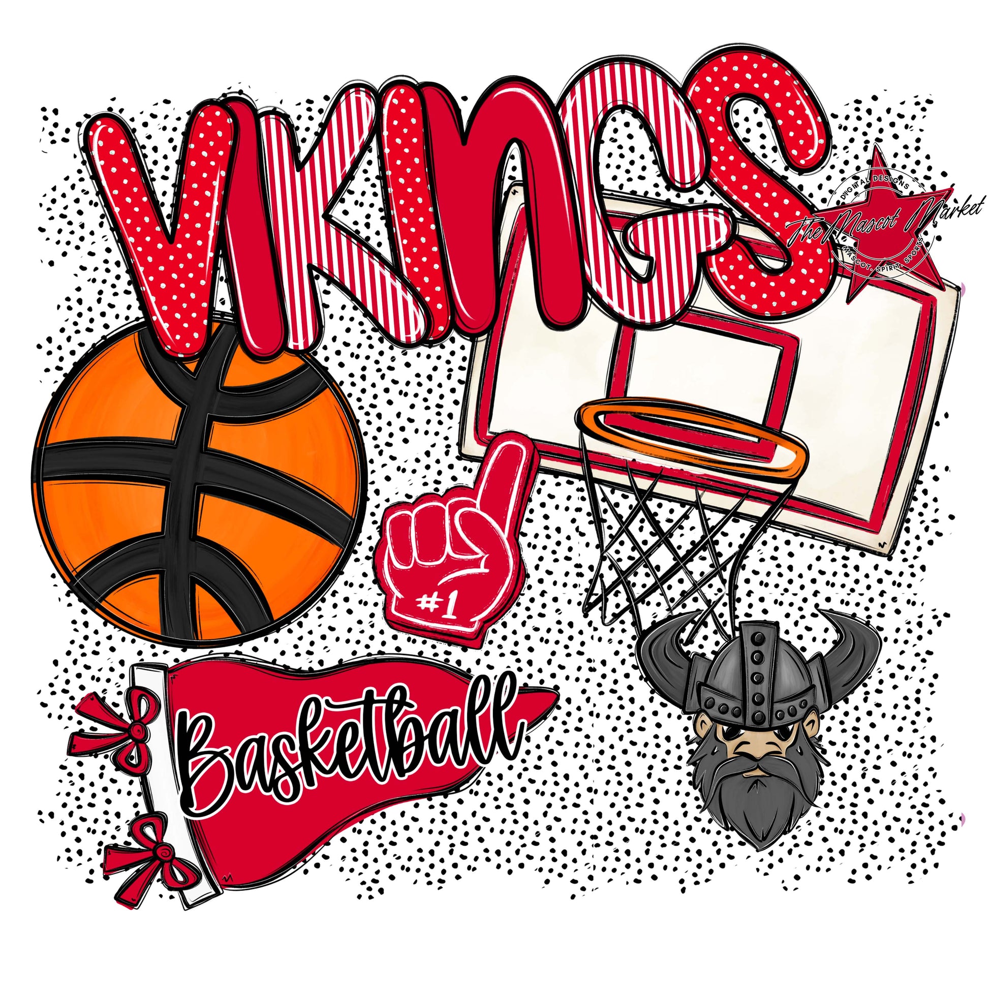 Vikings Basketball Spirit-Red