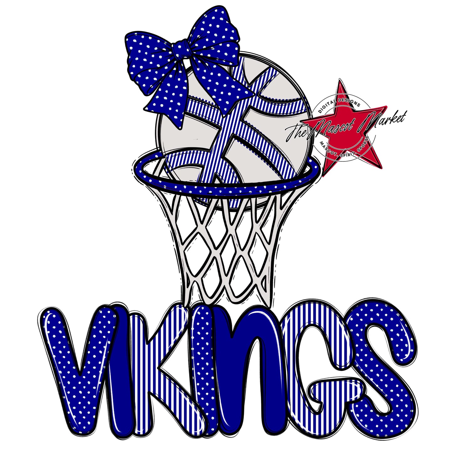 Vikings Basketball Spirit Design-Blue