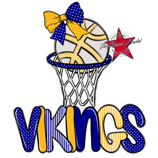 Vikings Basketball Spirit Design-Blue & Yellow