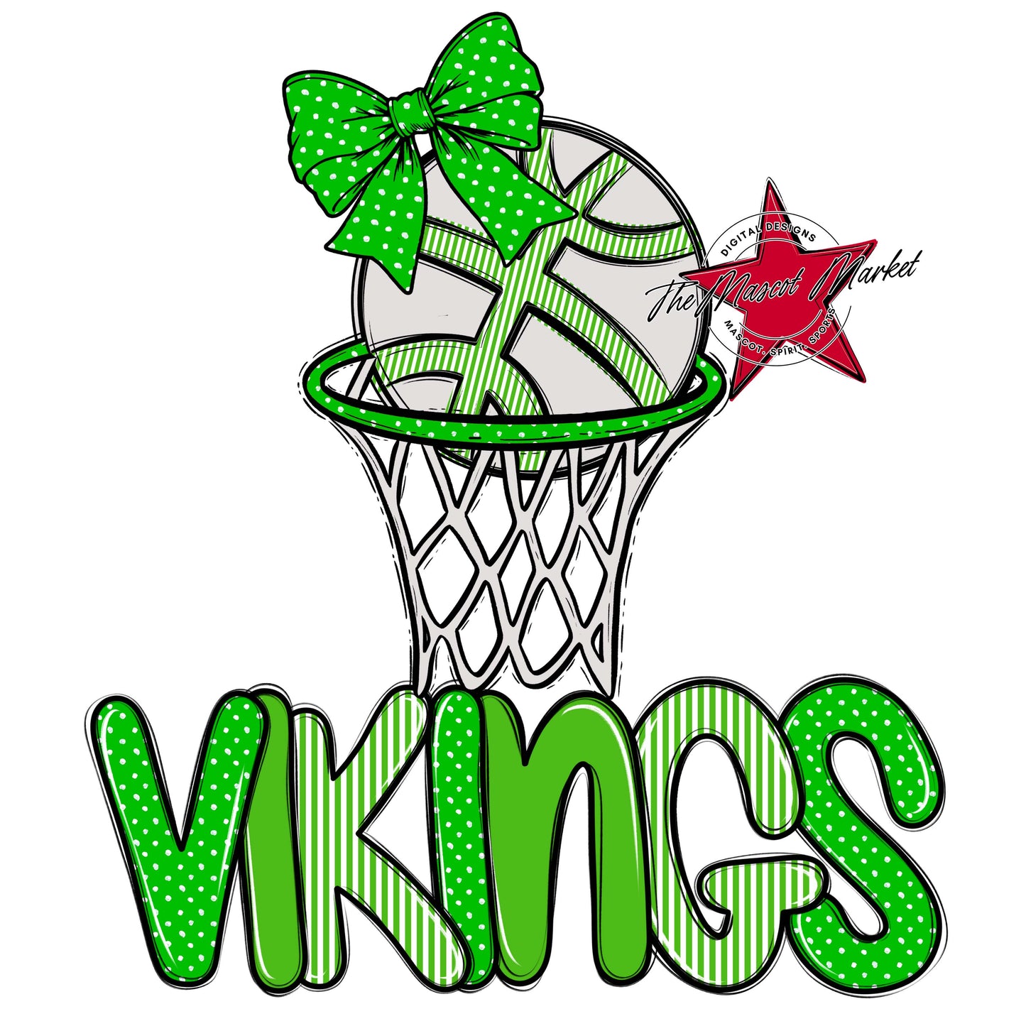 Vikings Basketball Spirit Design-Bright Green