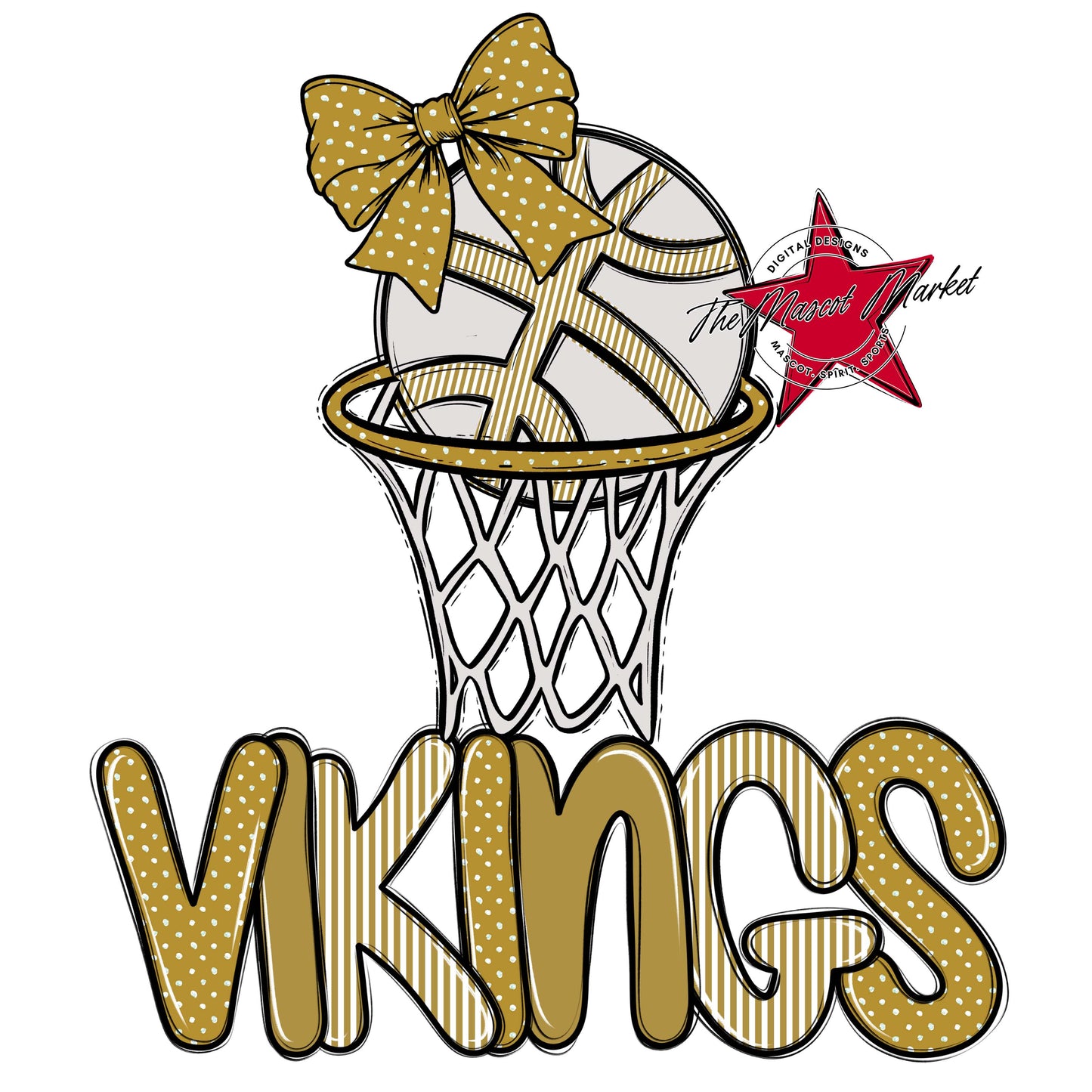 Vikings Basketball Spirit Design-Gold