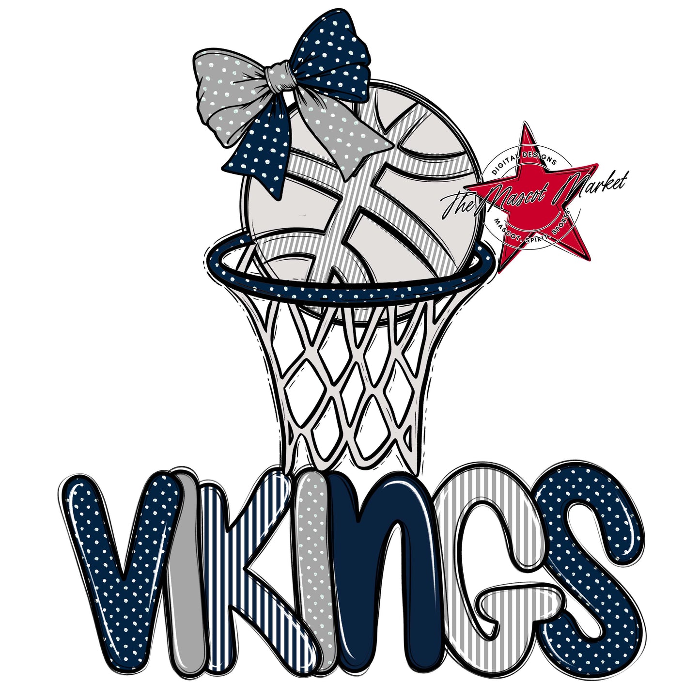 Vikings Basketball Spirit Design-Navy & Grey