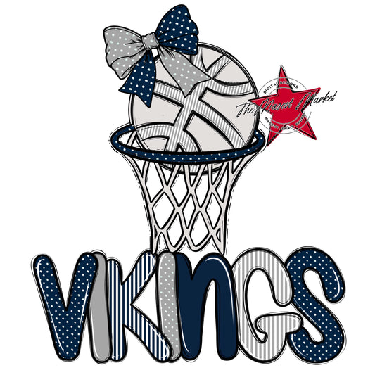 Vikings Basketball Spirit Design-Navy & Grey