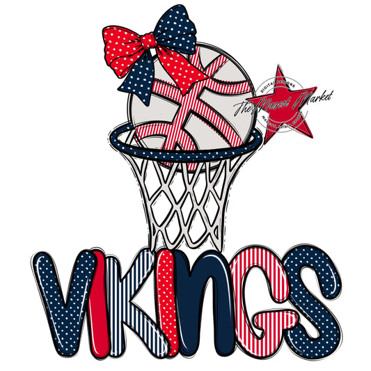 Vikings Basketball Spirit Design-Navy & Red