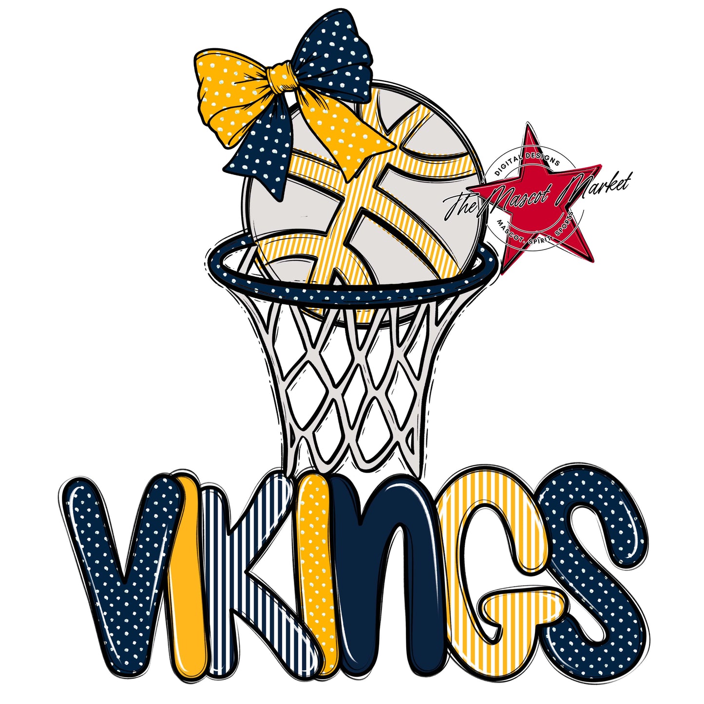 Vikings Basketball Spirit Design-Navy & Yellow
