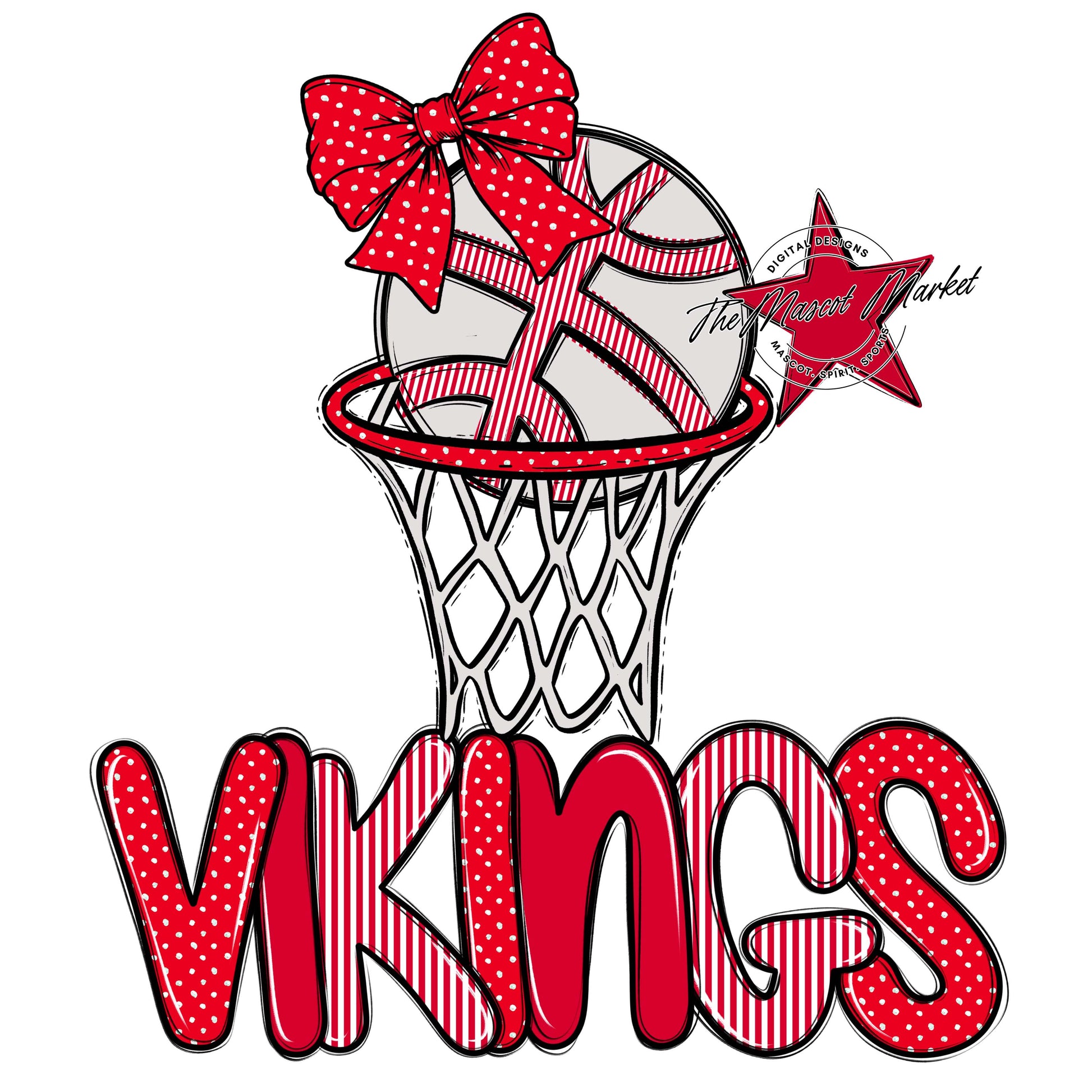Vikings Basketball Spirit Design-Red