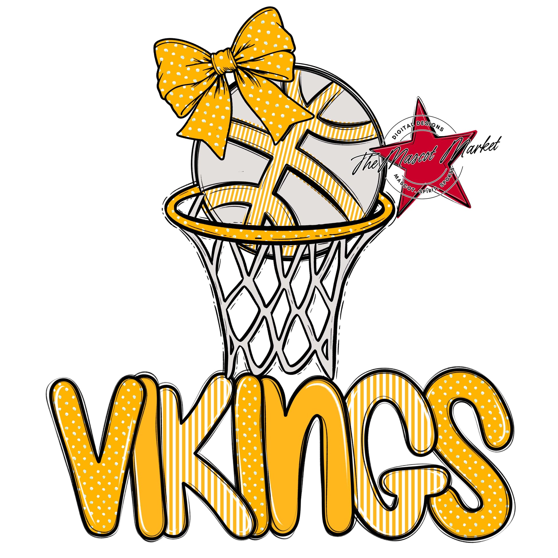 Vikings Basketball Spirit Design-Yellow