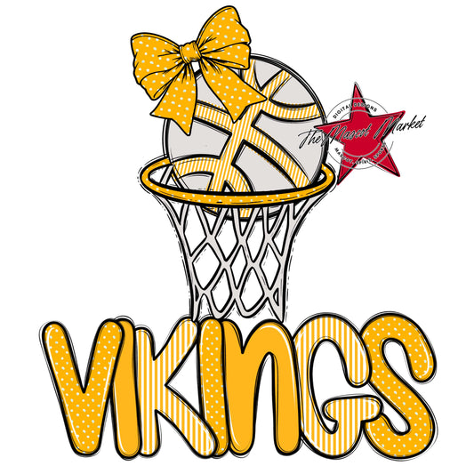 Vikings Basketball Spirit Design-Yellow