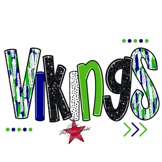 Vikings Brushstroke Alpha w Arrows-Blue