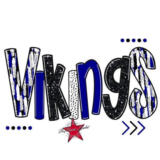 Vikings Brushstroke Alpha w Arrows-Blue