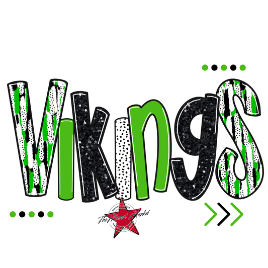 Vikings Brushstroke Alpha w Arrows-Bright Green