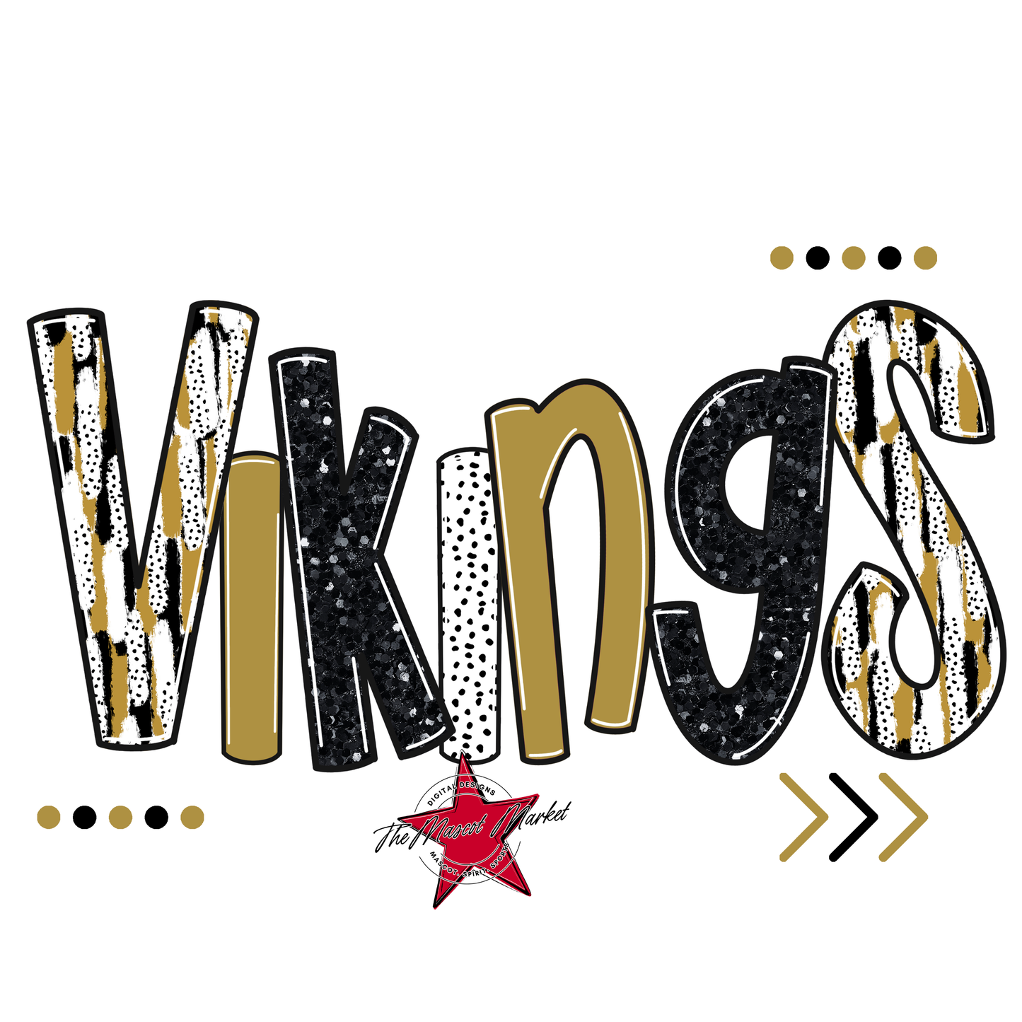 Vikings Brushstroke Alpha w Arrows-Gold