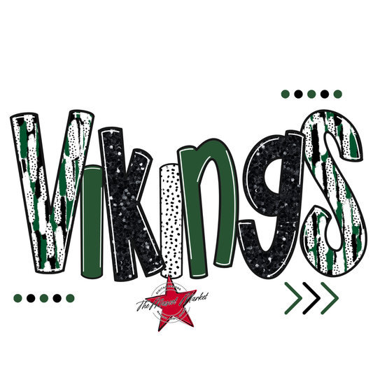 Vikings Brushstroke Alpha w Arrows-Green