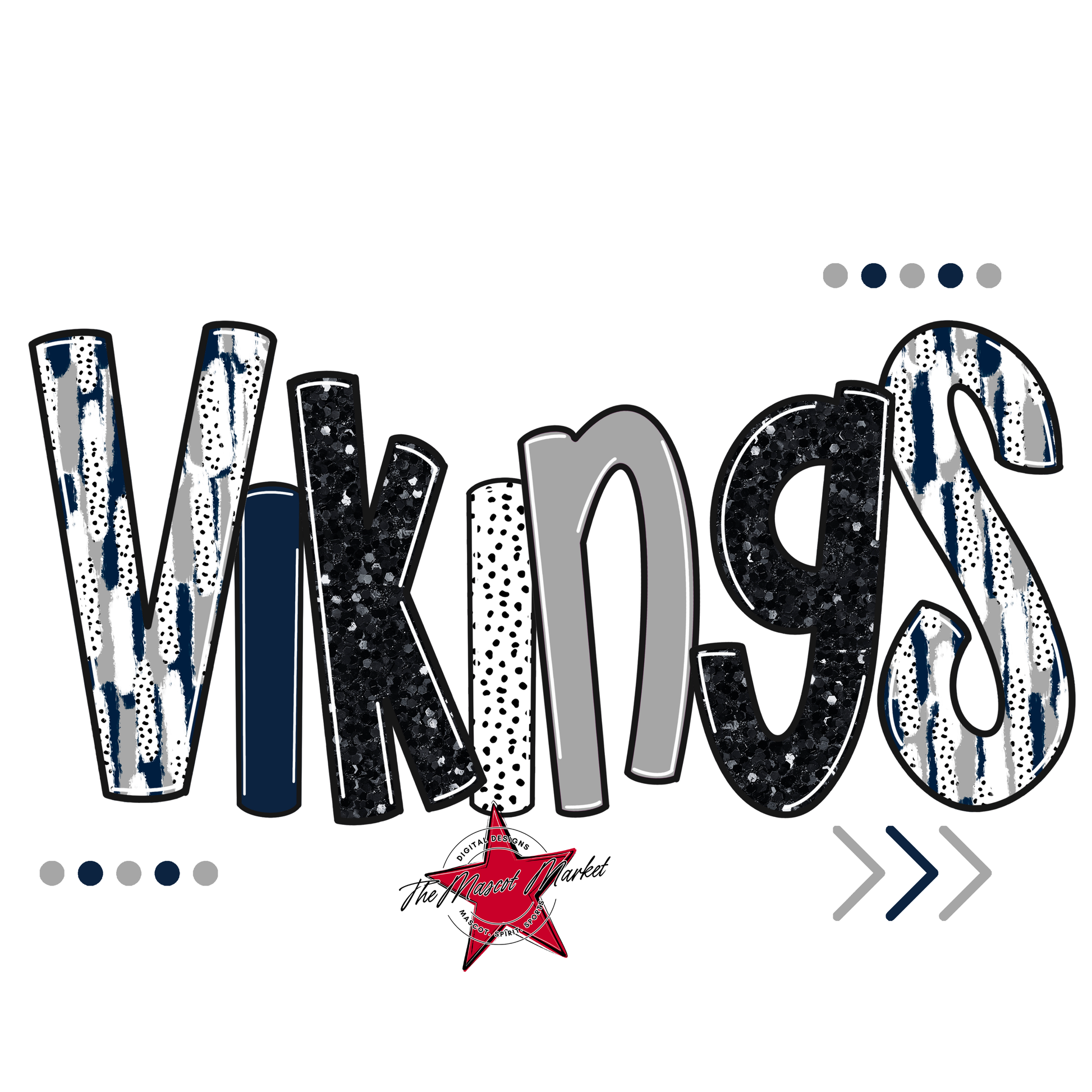 Vikings Brushstroke Alpha w Arrows-Navy-Grey
