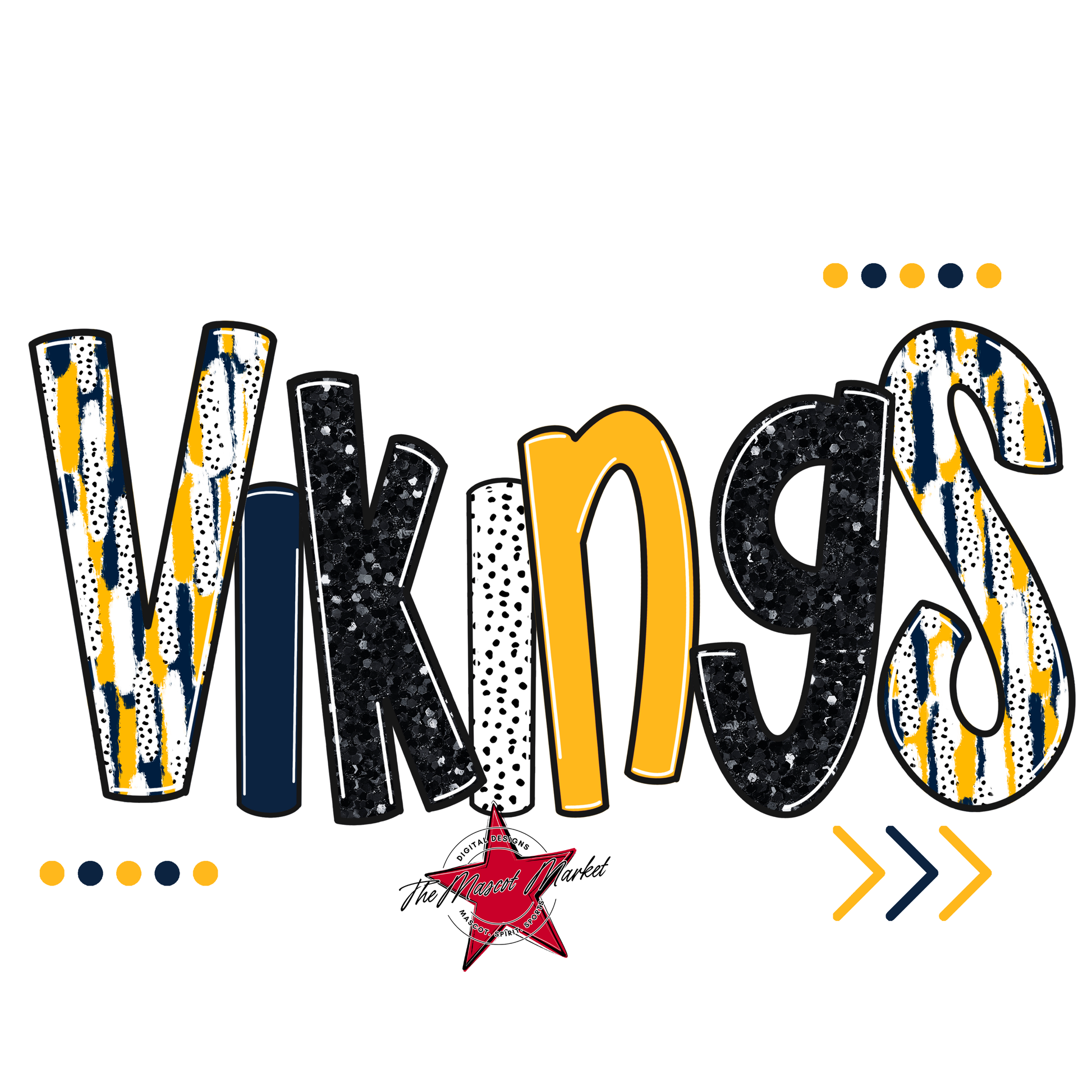 Vikings Brushstroke Alpha w Arrows-Navy-Yellow