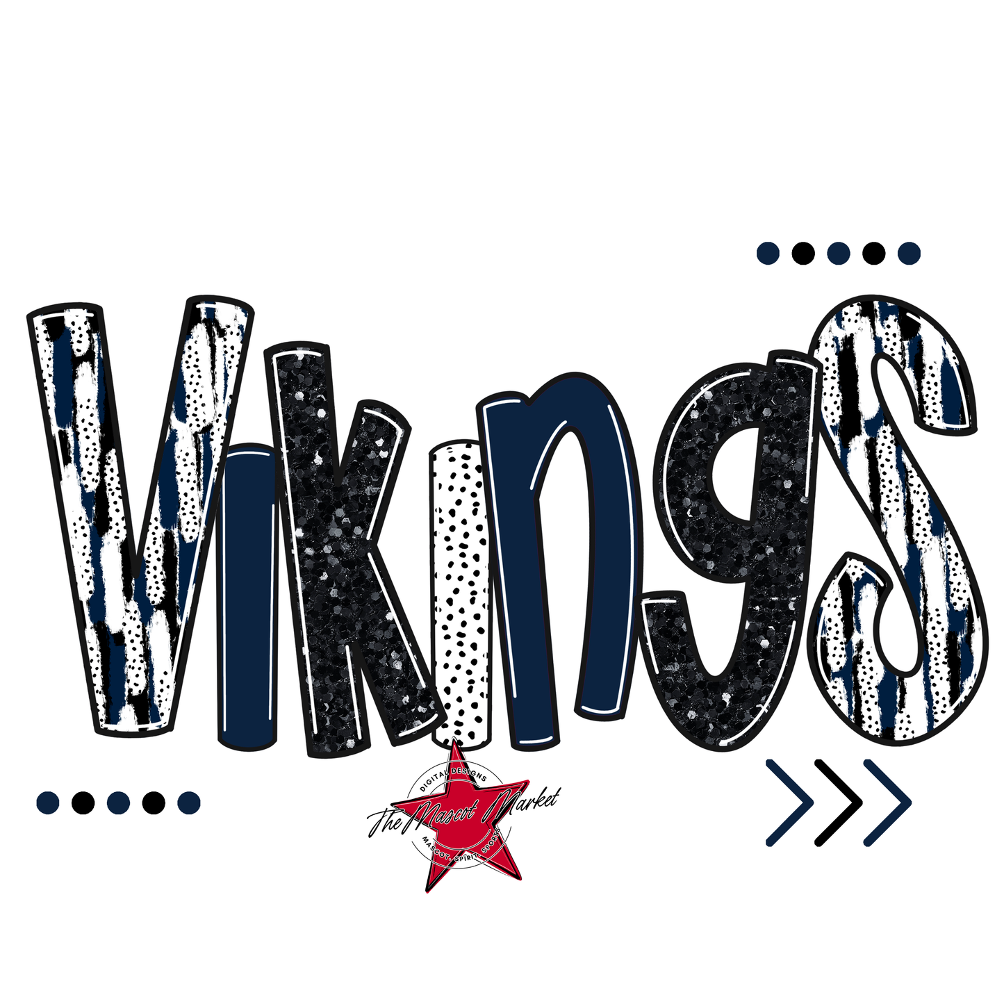 Vikings Brushstroke Alpha w Arrows-Navy