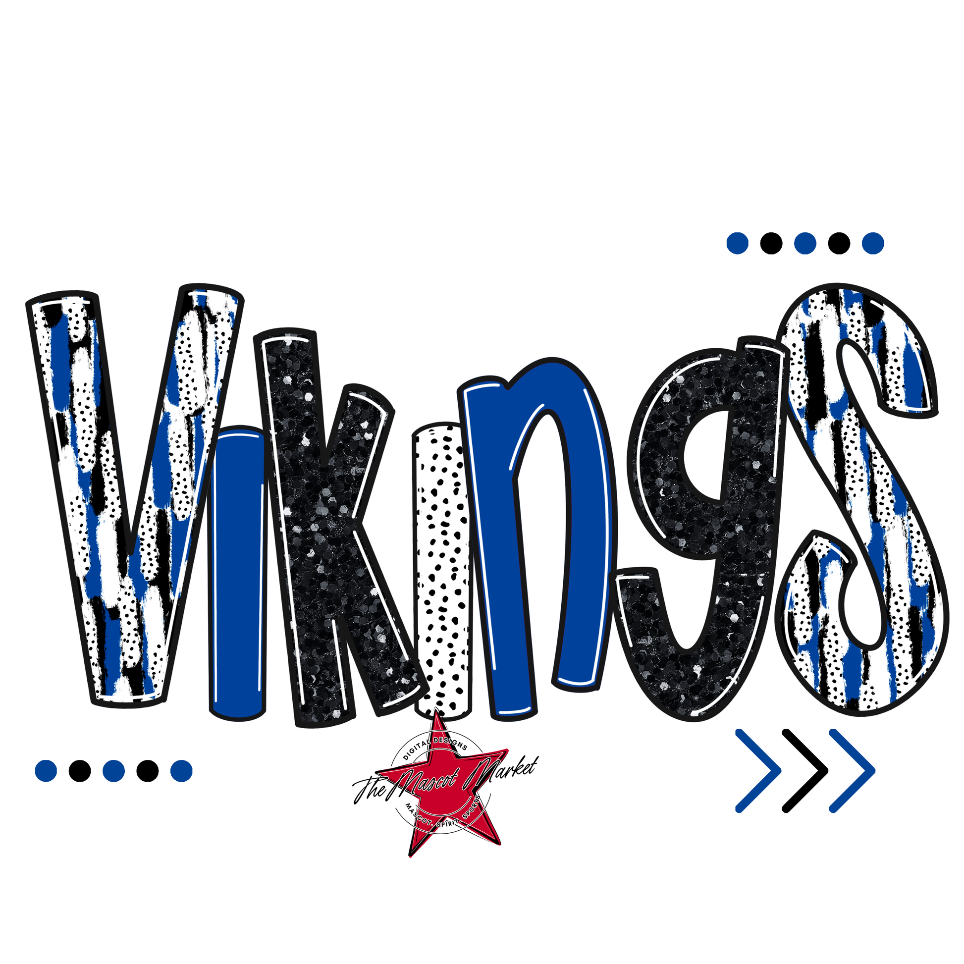 Vikings Brushstroke Alpha w Arrows-Off Blue