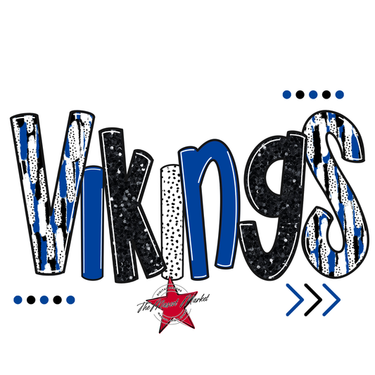 Vikings Brushstroke Alpha w Arrows-Off Blue