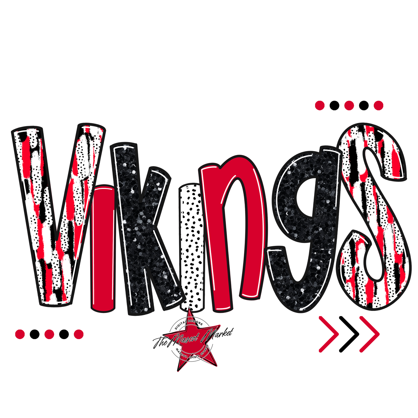 Vikings Brushstroke Alpha w Arrows-Red