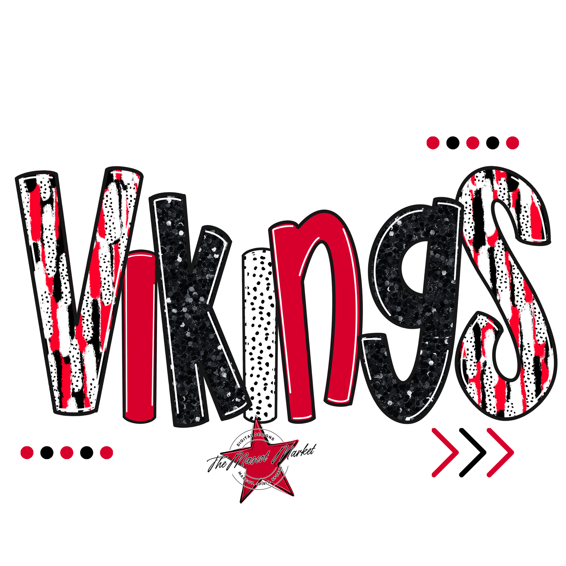 Vikings Brushstroke Alpha w Arrows-Red