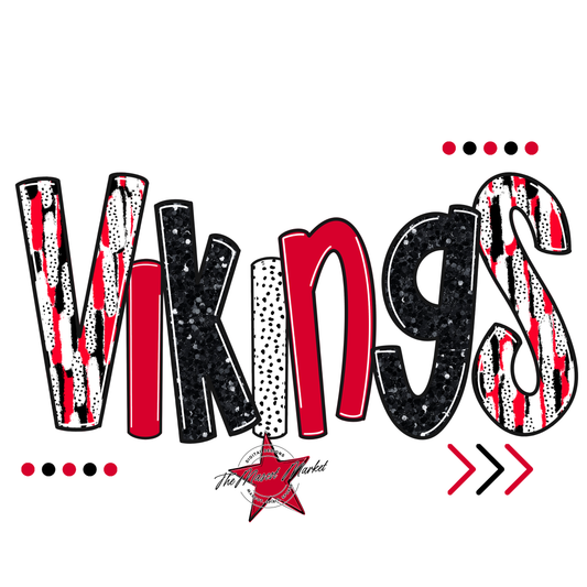 Vikings Brushstroke Alpha w Arrows-Red