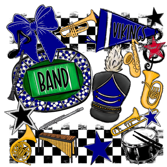 Vikings Checkers Band Spirit Design-Blue