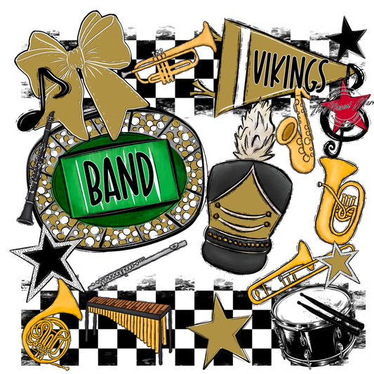 Vikings Checkers Band Spirit Design-Gold
