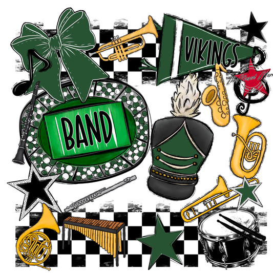 Vikings Checkers Band Spirit Design-Green
