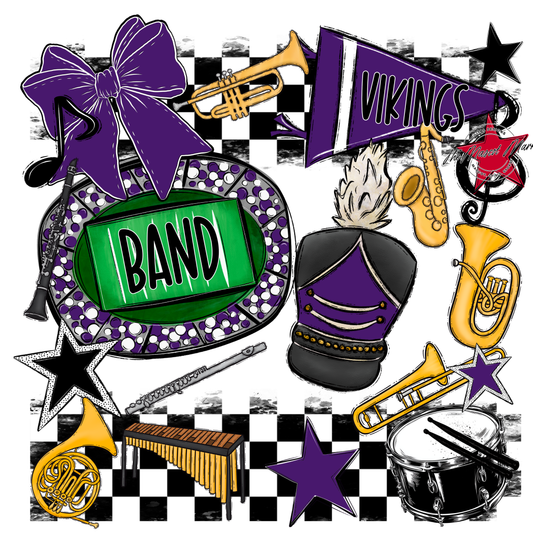 Vikings Checkers Band Spirit Design-Purple