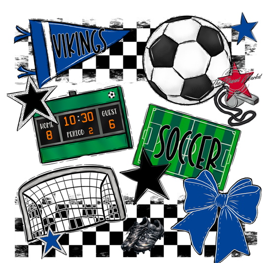 Vikings Checkers Soccer Spirit Design-Off Blue