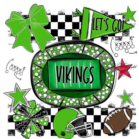 Vikings Checkers Spirit Design-Bright Green
