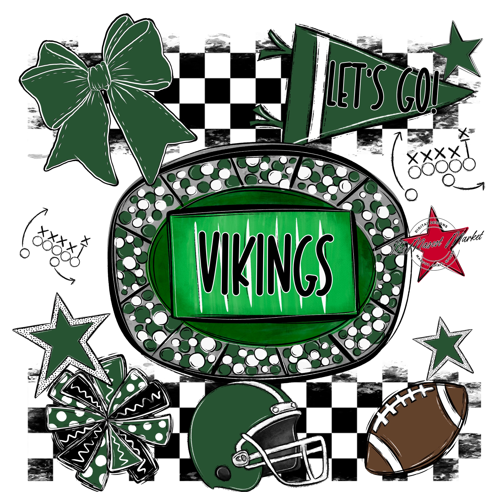 Vikings Checkers Spirit Design-Green