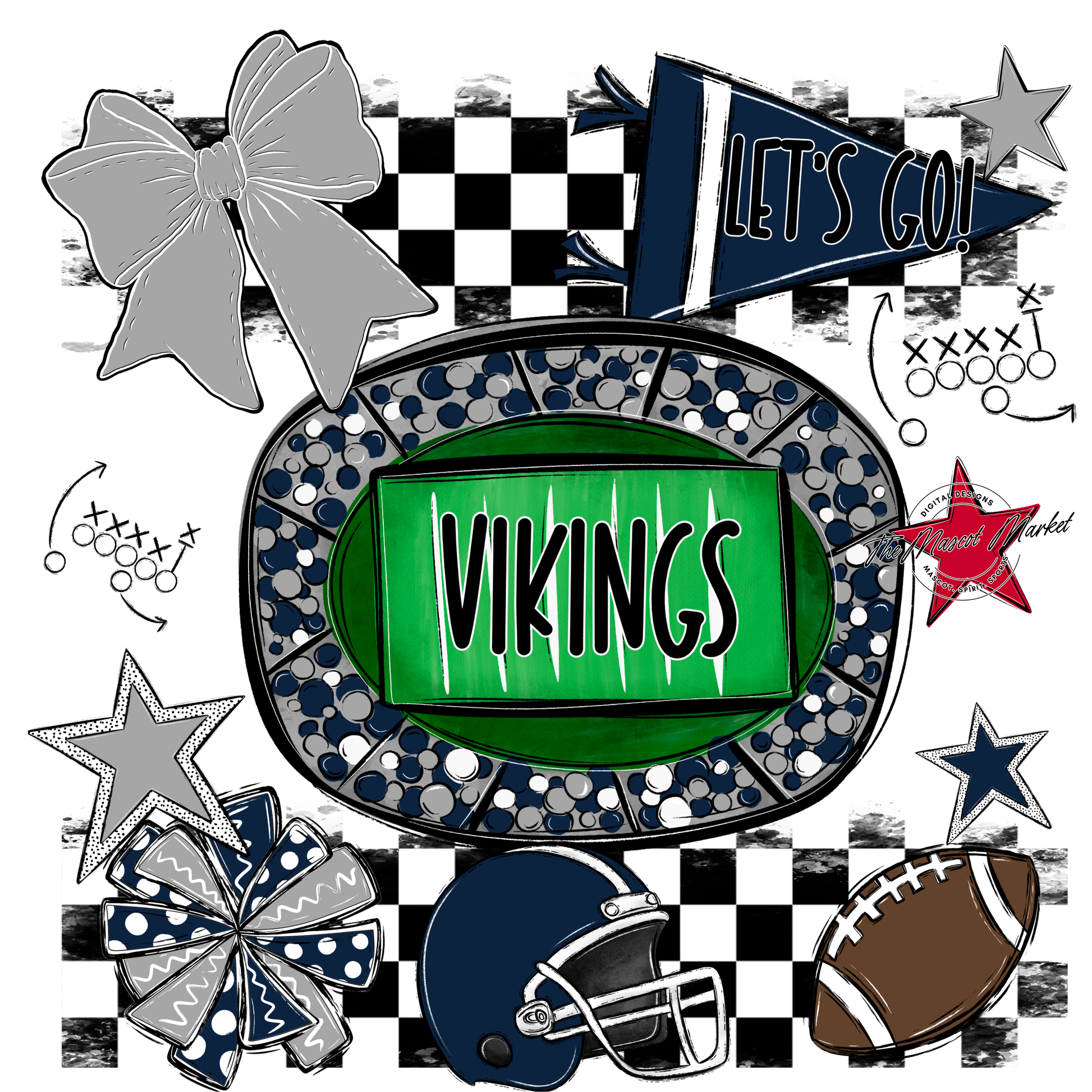 Vikings Checkers Spirit Design-Navy-Grey
