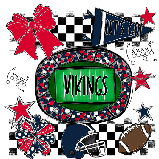 Vikings Checkers Spirit Design-Navy-Red