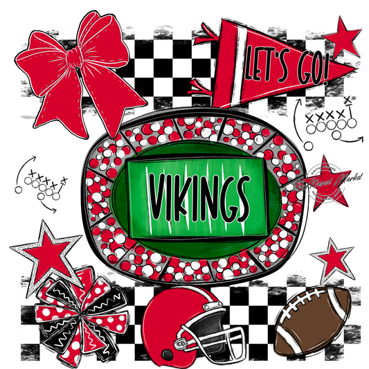 Vikings Checkers Spirit Design-Red