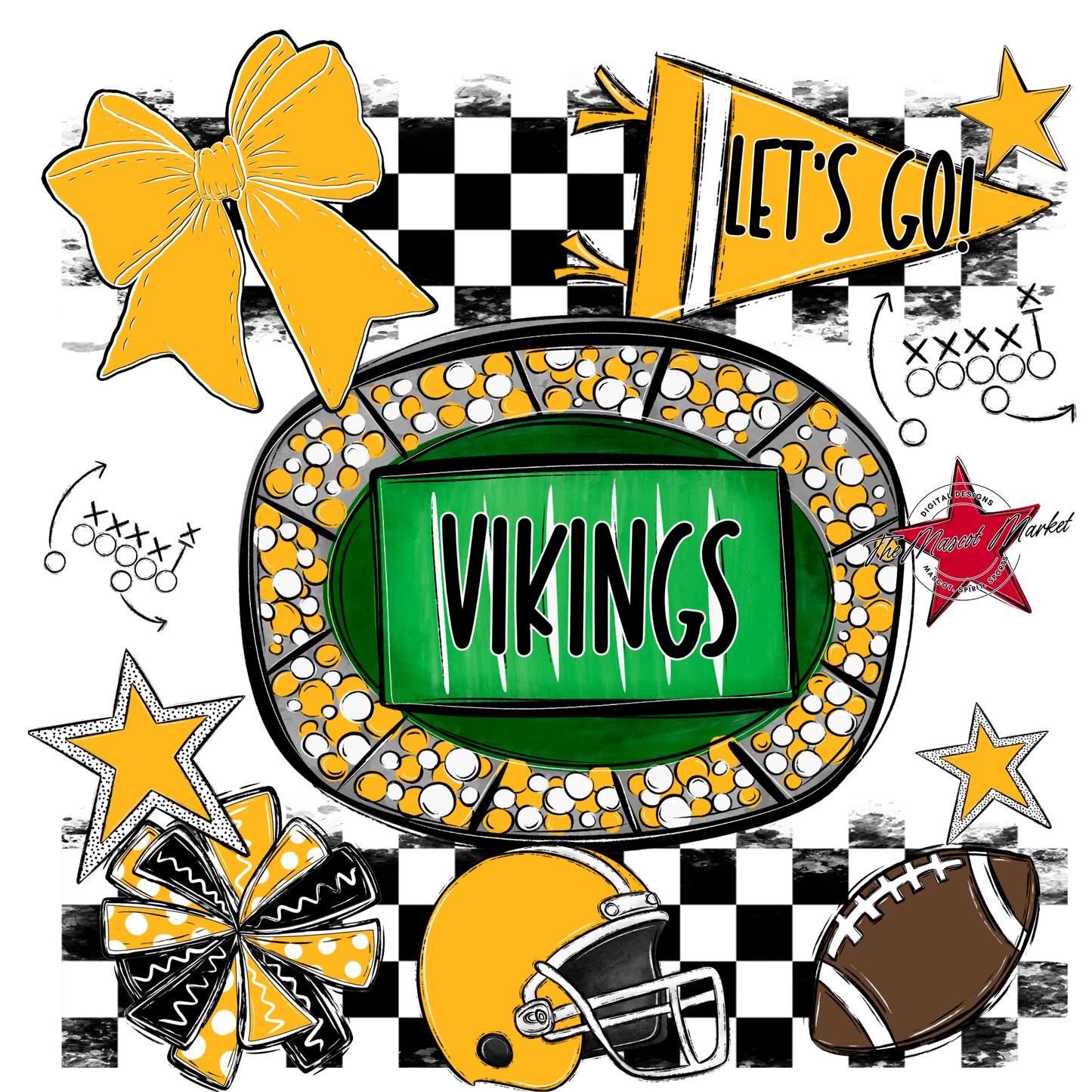 Vikings Checkers Spirit Design-Yellow