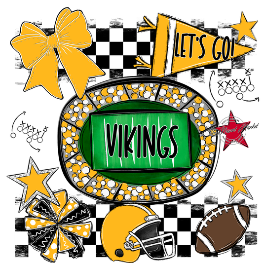 Vikings Checkers Spirit Design-Yellow